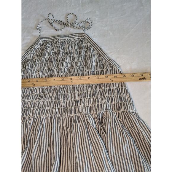 Grade & Gather Stripes Smocked Halter Top Womens Medium Peplum Blouse Summer - Picture 4 of 7